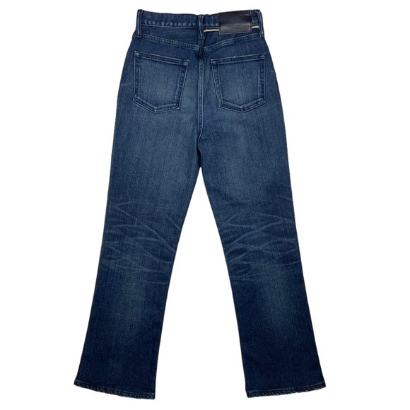 Moussy Vintage Emma Cropped Flare Hi Jean 24 Dark Blue High Waist Zip Fly - Picture 2 of 12